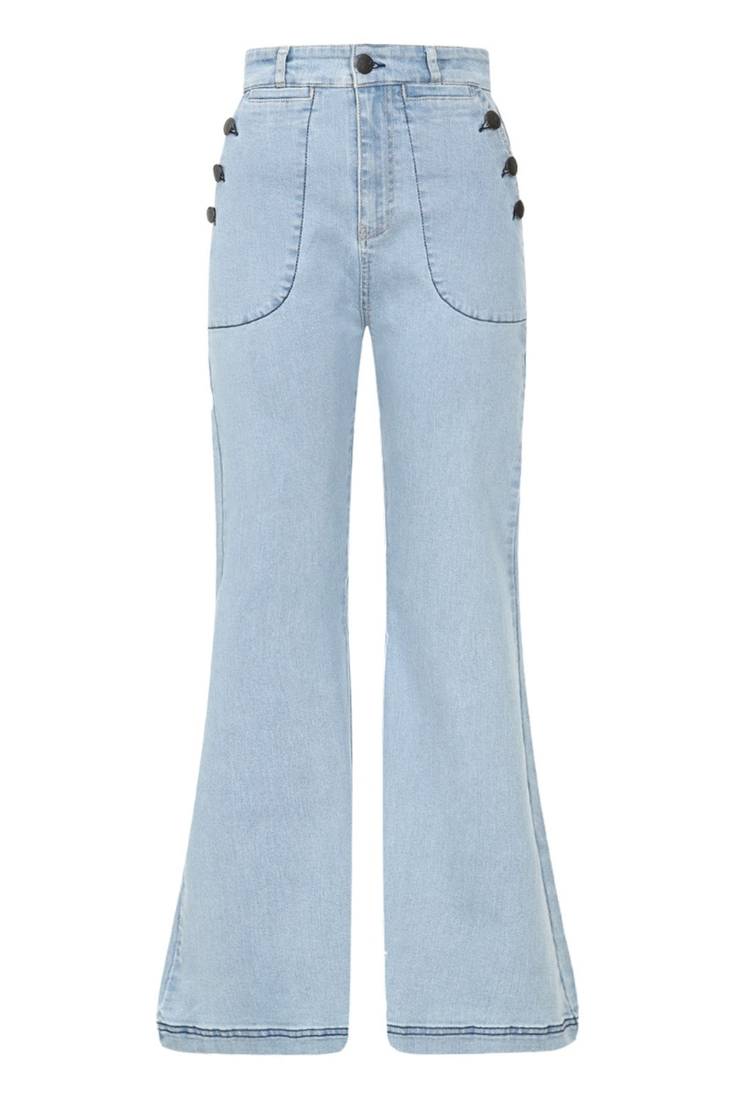 Hell Bunny Jill Retro Flared Stretch 60's 70's Denim Jeans