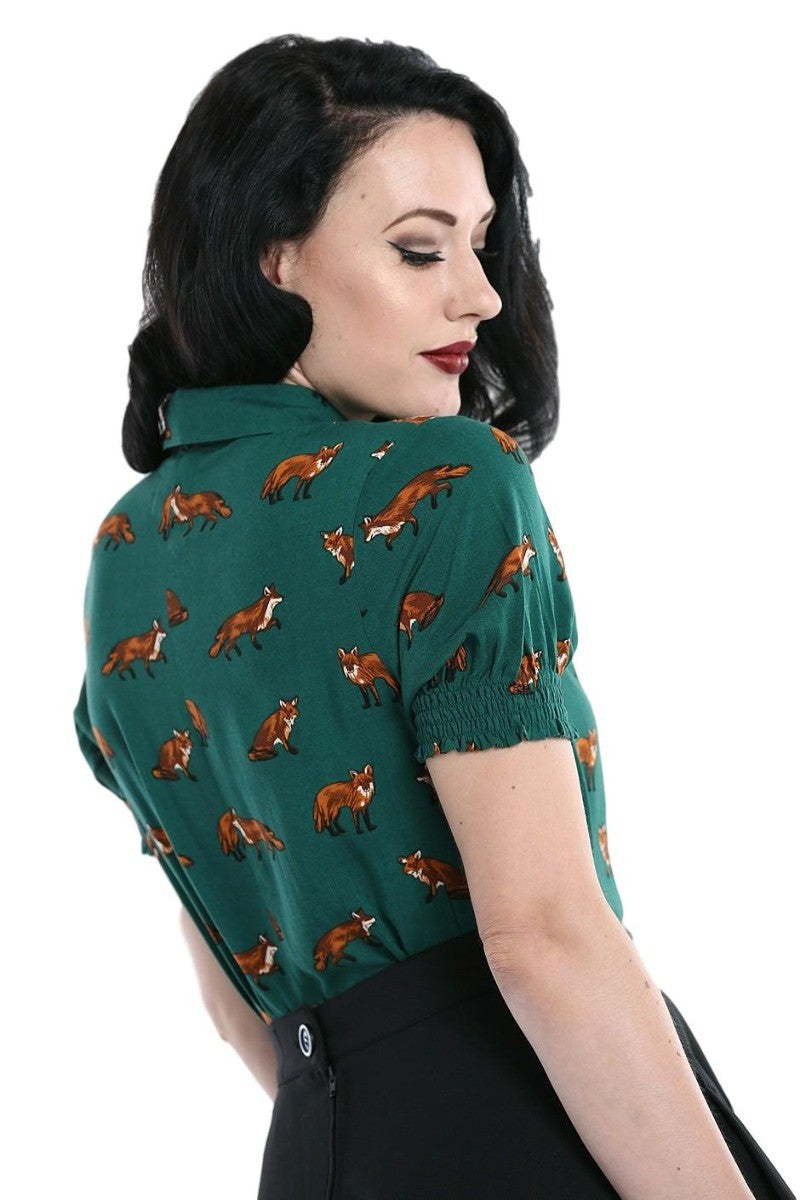 Hell Bunny Vixey 1950's Fox Print Top| Ro Rox Boutique | Ro Rox