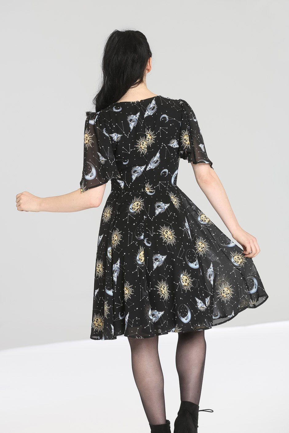 Hell Bunny Solaris Sun Moon Chiffon Dress Ro Rox