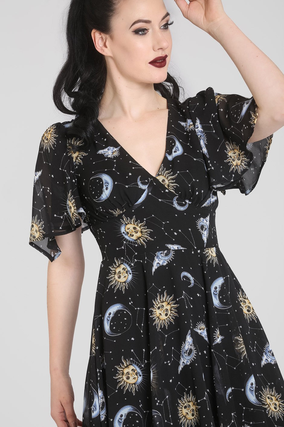 Hell Bunny Solaris Sun & Moon Chiffon Dress | Ro Rox