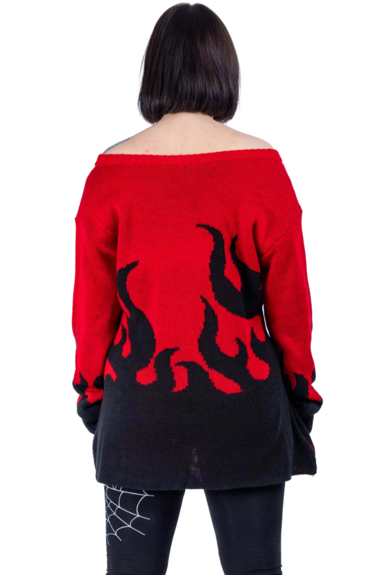 Heartless Gothic Flamethrower Red & Black Jumper