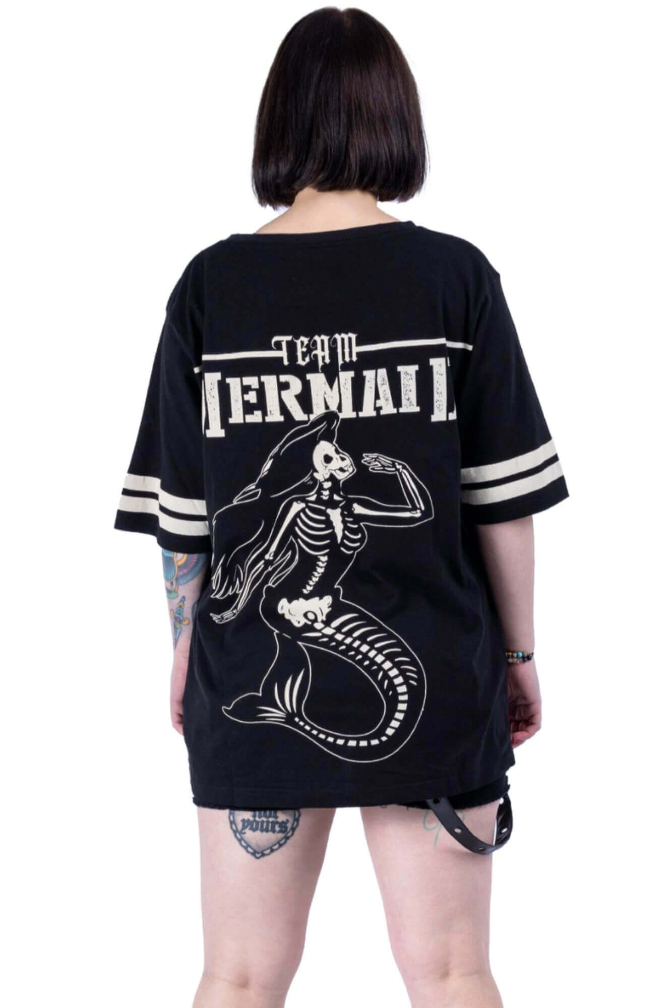 Heartless Team Mermaid Oversized Gothic Print Vasity T-Shirt