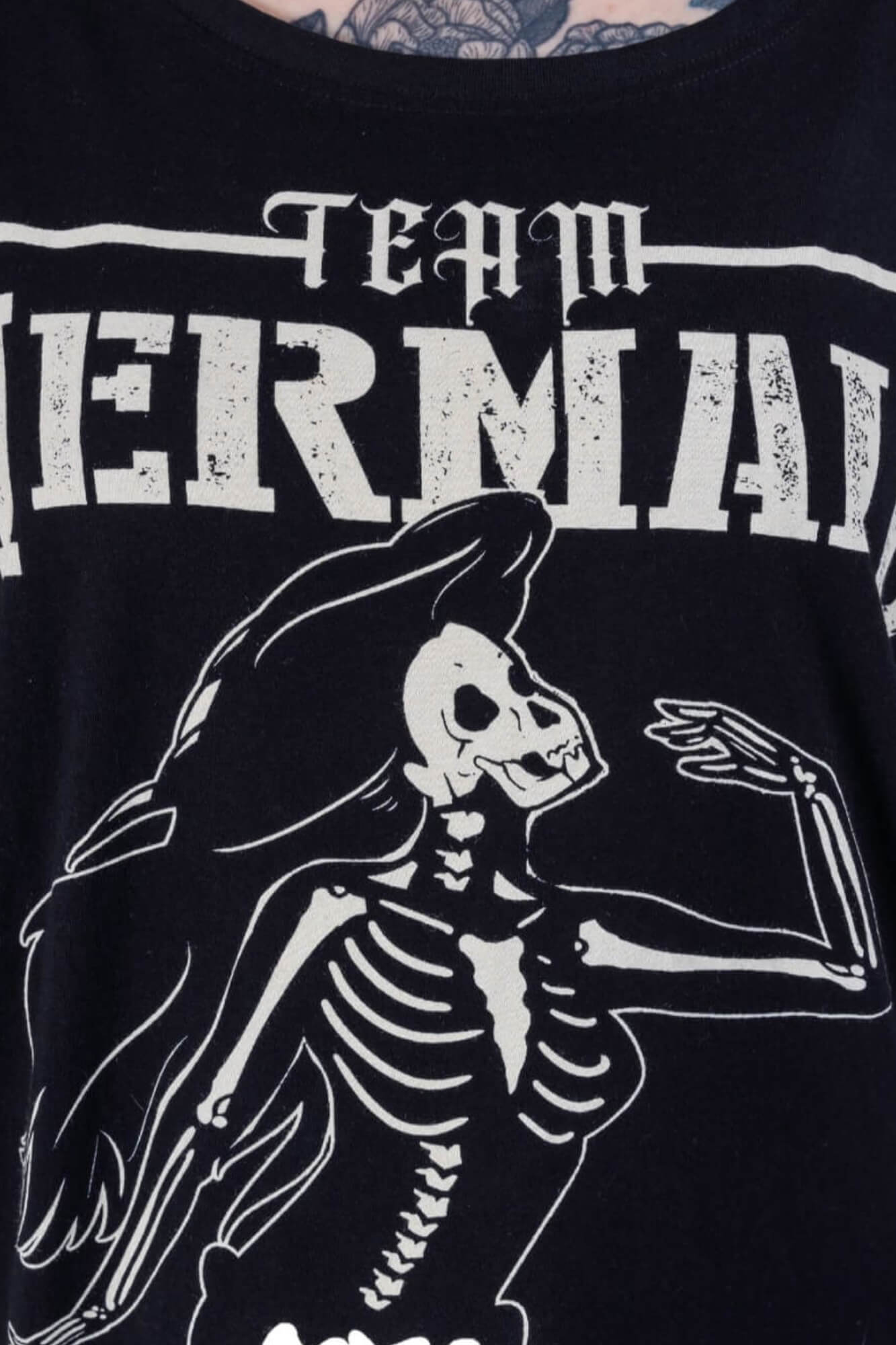 Heartless Team Mermaid Oversized Gothic Print Vasity T-Shirt