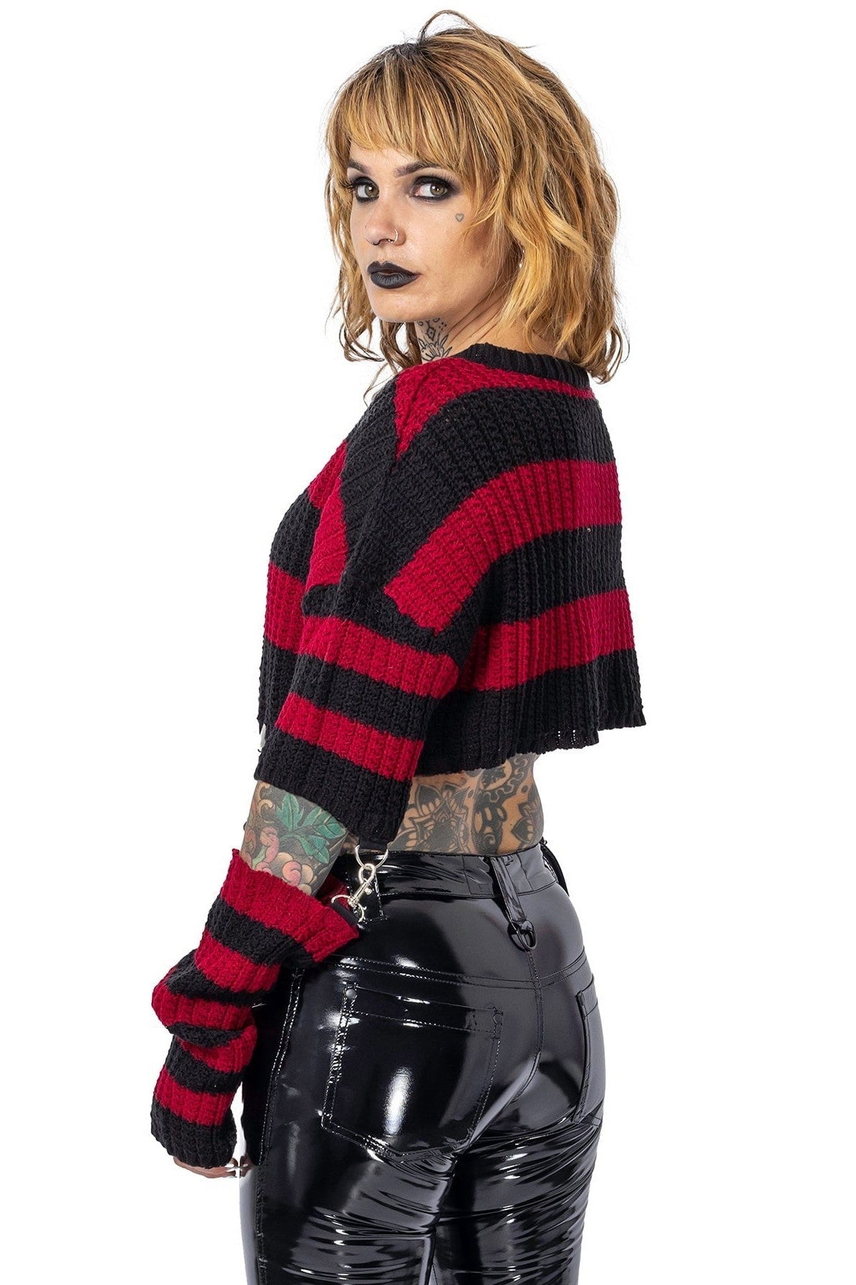 Heartless Isadora Striped Gothic Jumper with Detachable Sleeves
