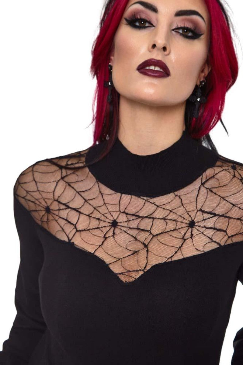 Jawbreaker Spiderweb Sweater Top Lace Trim Gothic Blouse