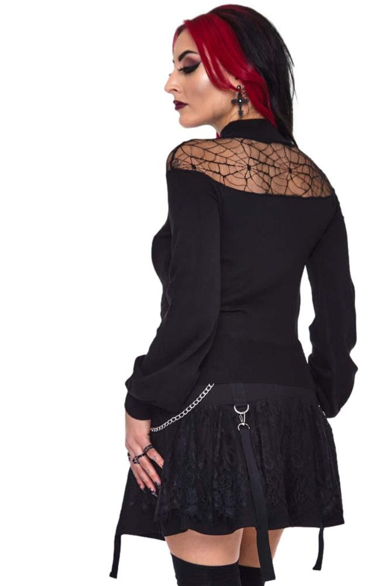 Jawbreaker Spiderweb Sweater Top Lace Trim Gothic Blouse