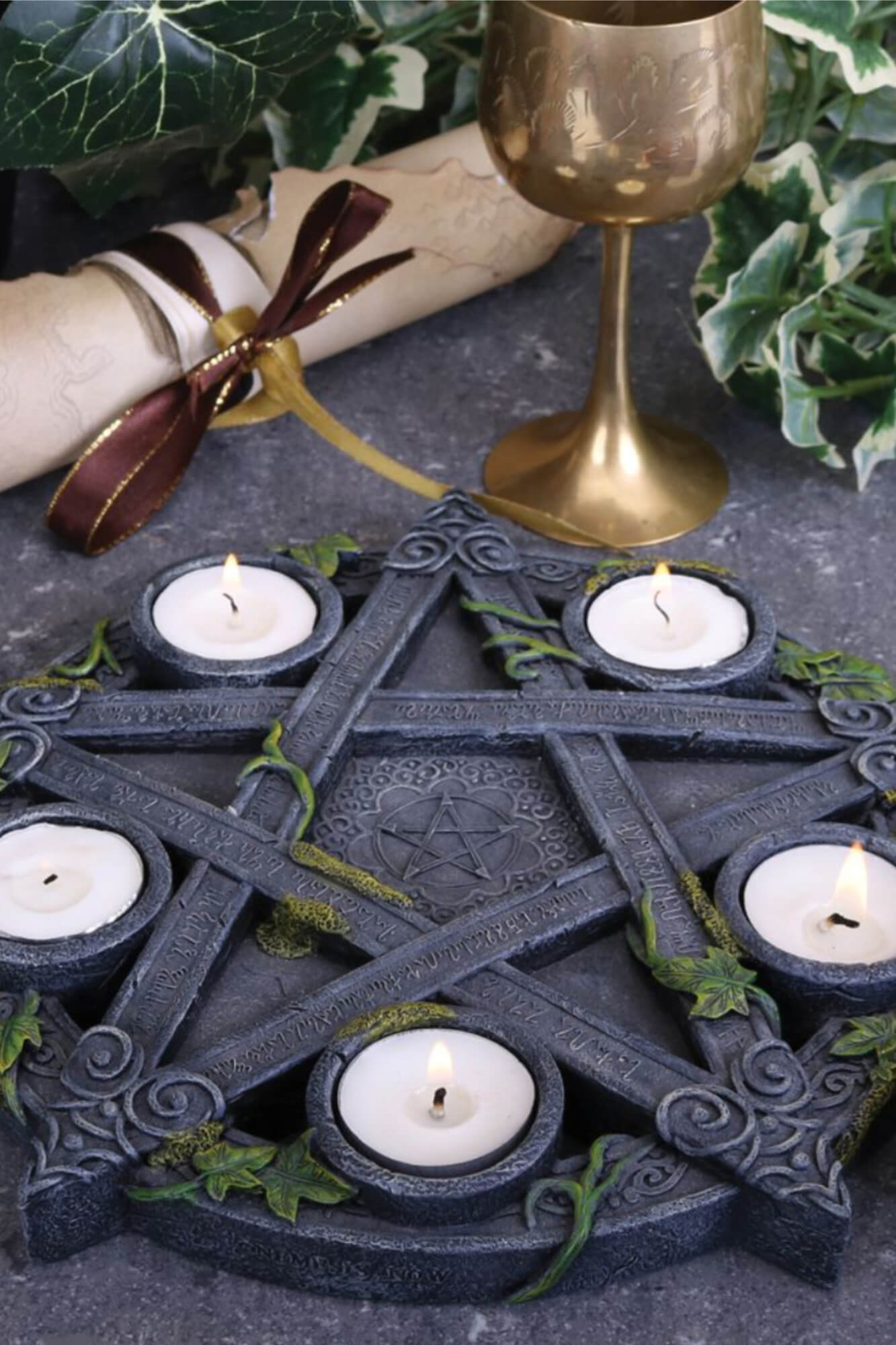 Nemesis Now Wiccan Pentagram Tea Light Holder Gothic Witch Candle Holder