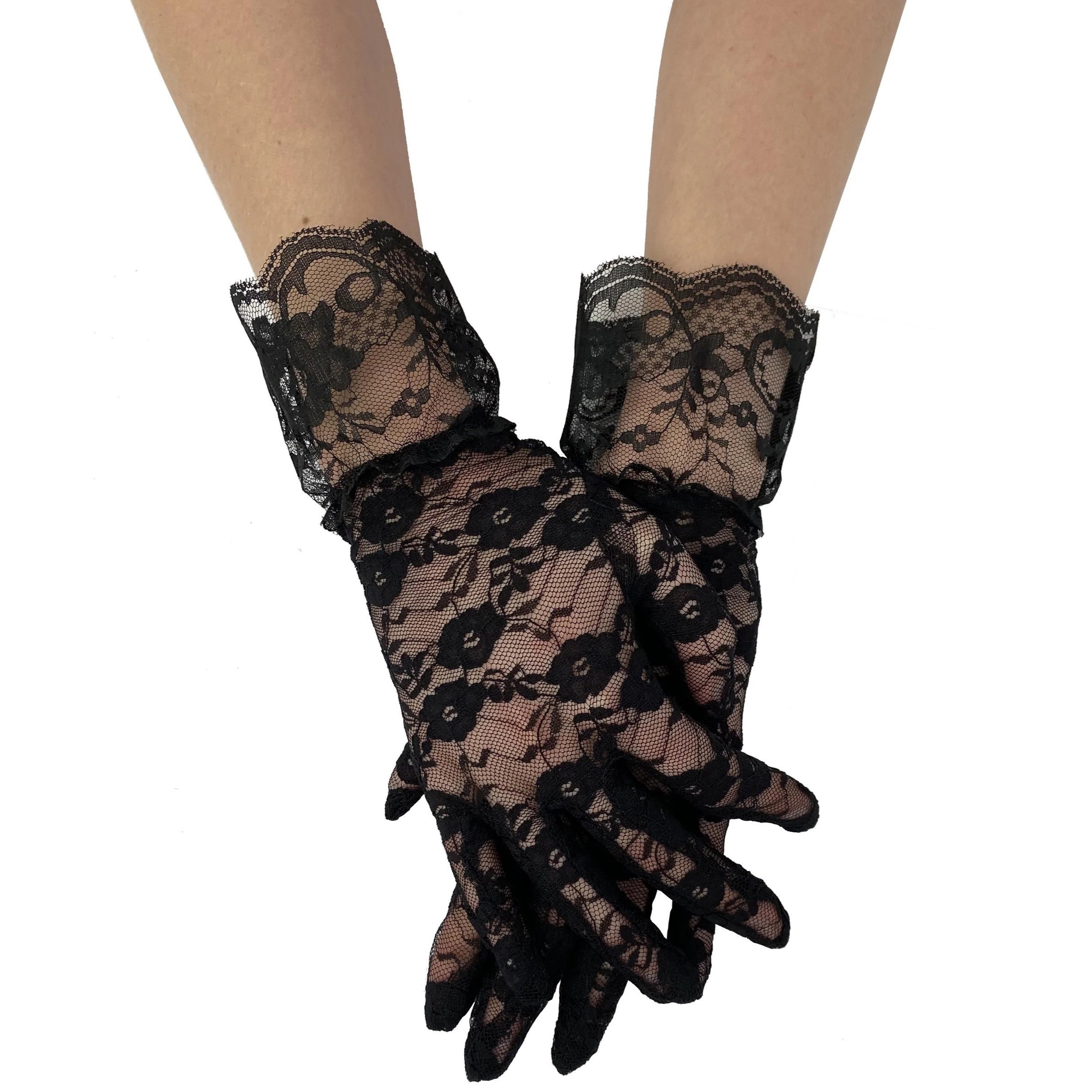 Pamela Mann Delicate Lace Mesh Vintage Retro Wrist Gloves