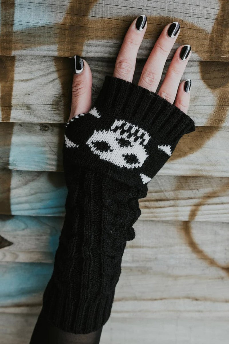 Pamela Mann Knitted Skull and Crossbones Fingerless Gloves