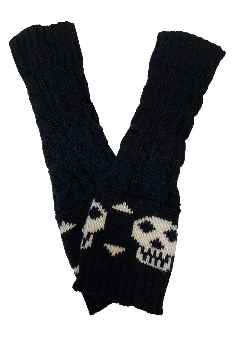 Pamela Mann Knitted Skull and Crossbones Fingerless Gloves