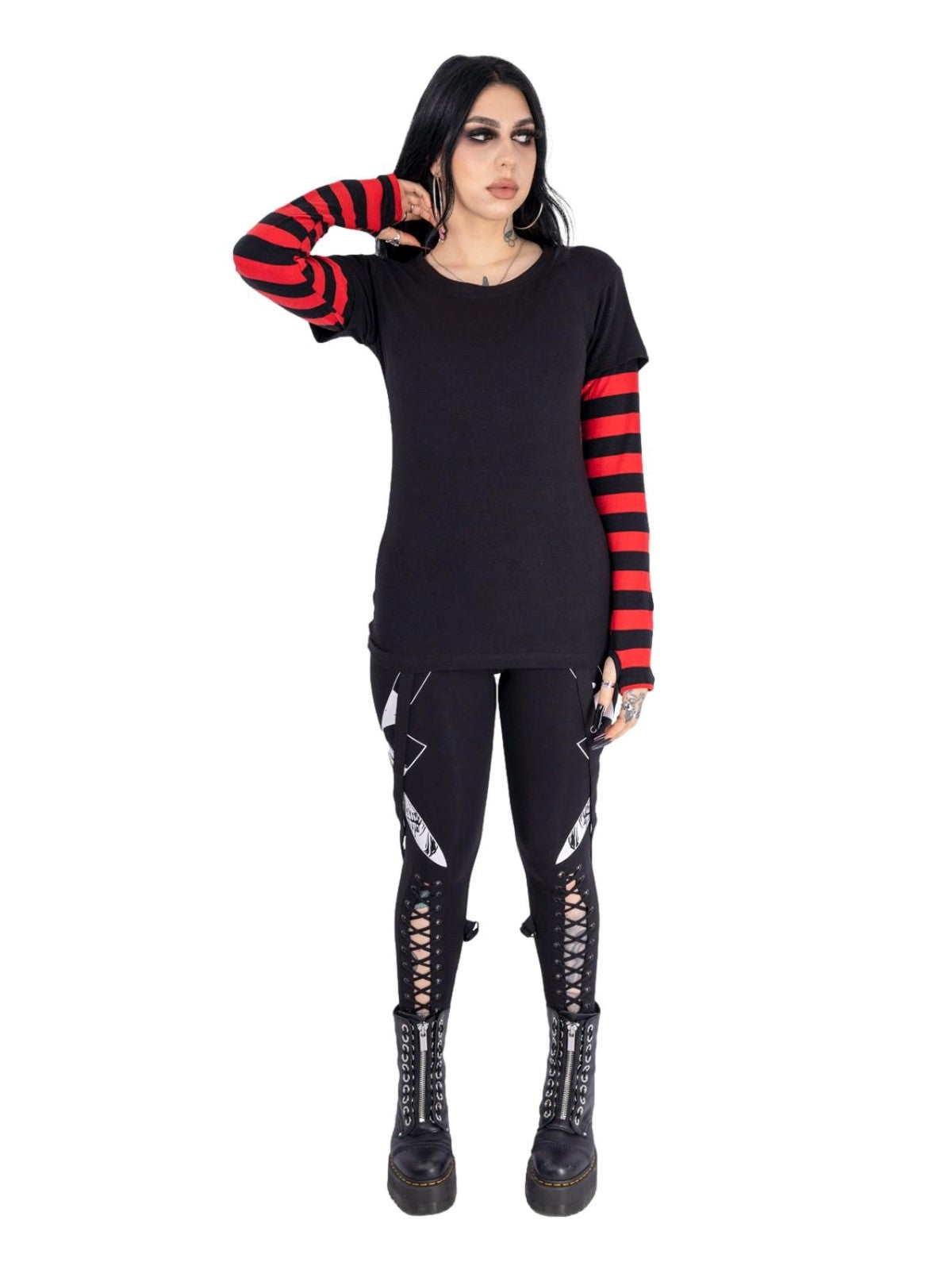 Poizen Industries Menace 2-in-1 Stripe Gothic Stripe Jumper