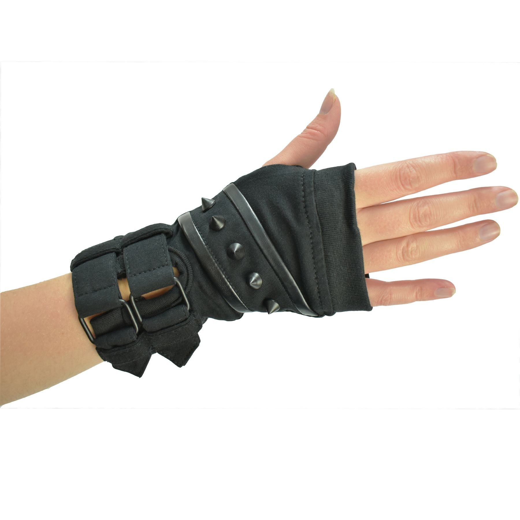 Poizen Industries Xian Cone Studded Double Buckle Gothic Armwarmers