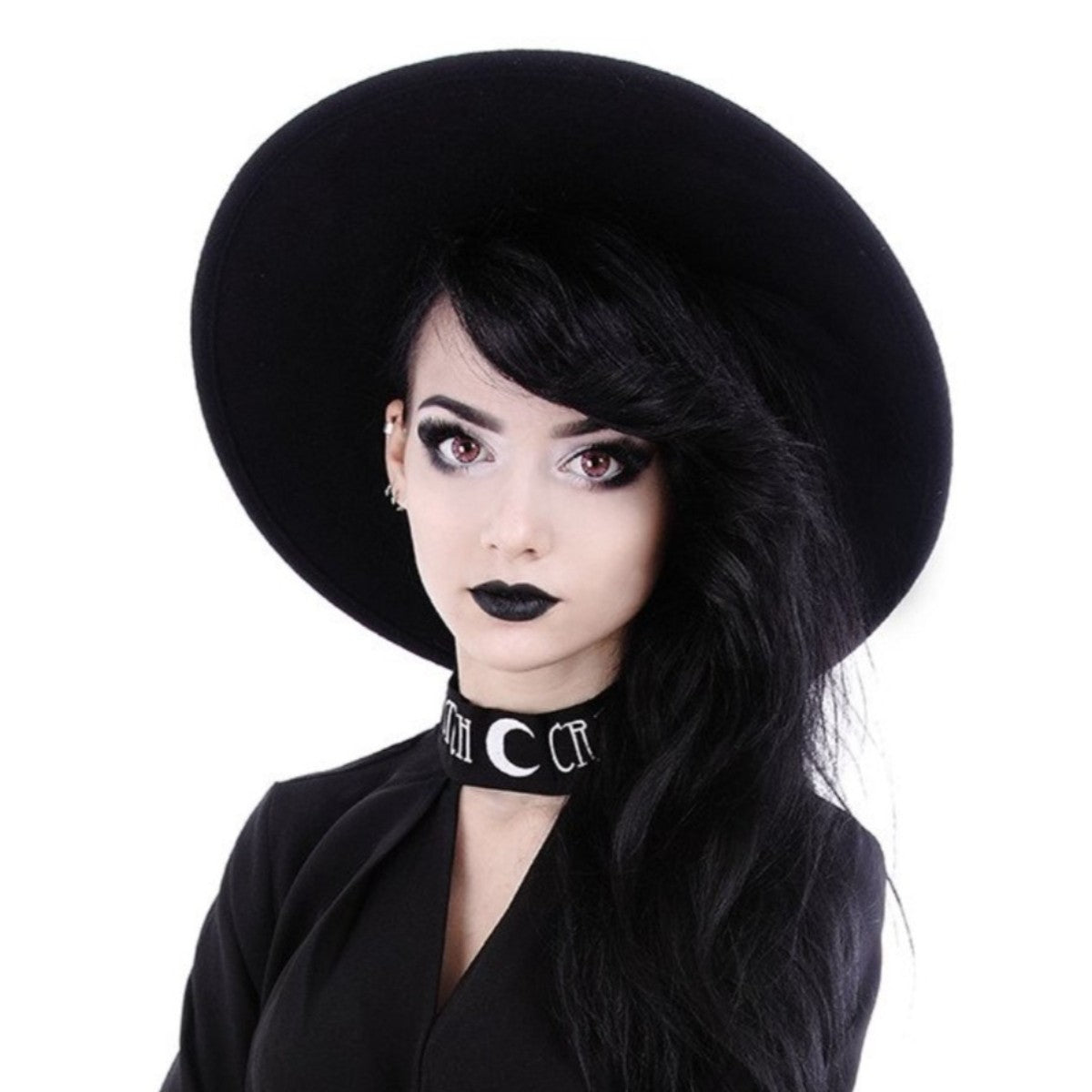 Restyle Gothic Wide Stiff Brim Hat Nugoth Witch Headdress