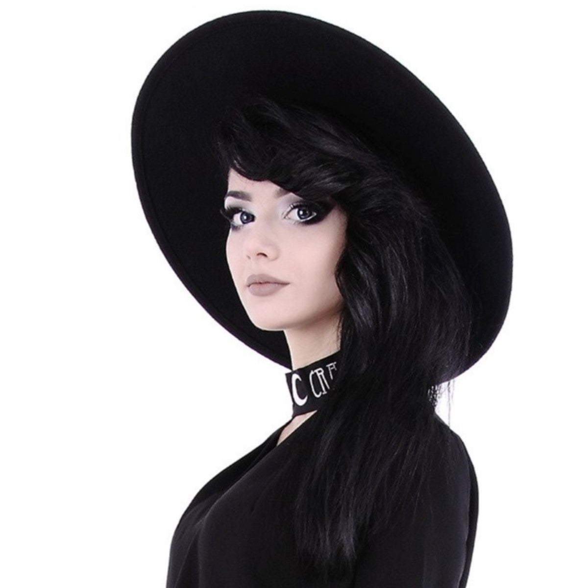 Restyle Gothic Wide Stiff Brim Hat Nugoth Witch Headdress