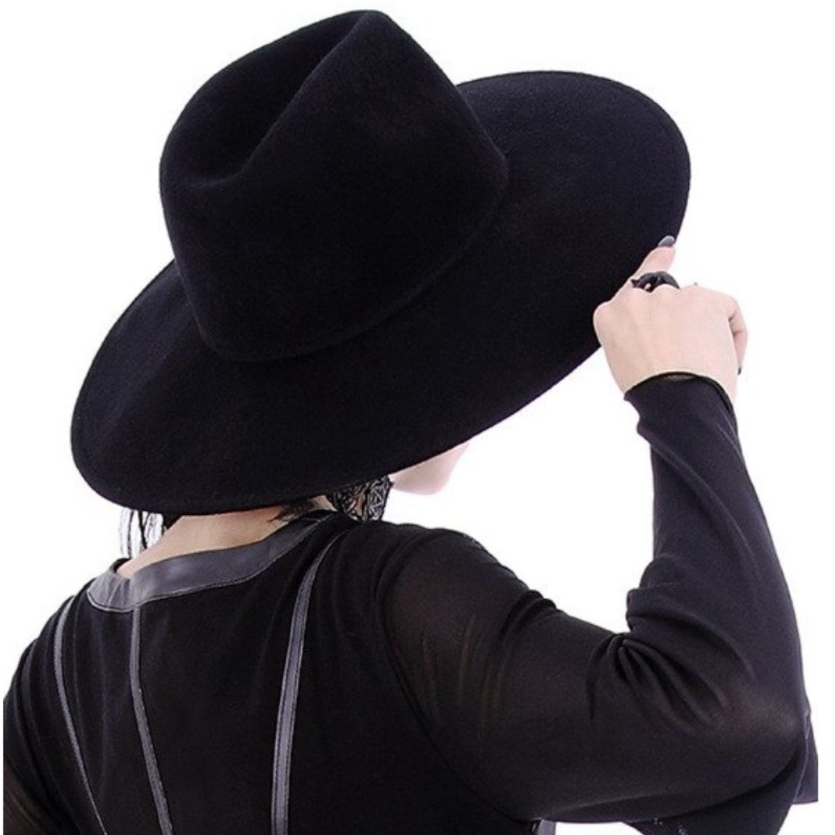 Restyle Gothic Wide Stiff Brim Hat Nugoth Witch Headdress