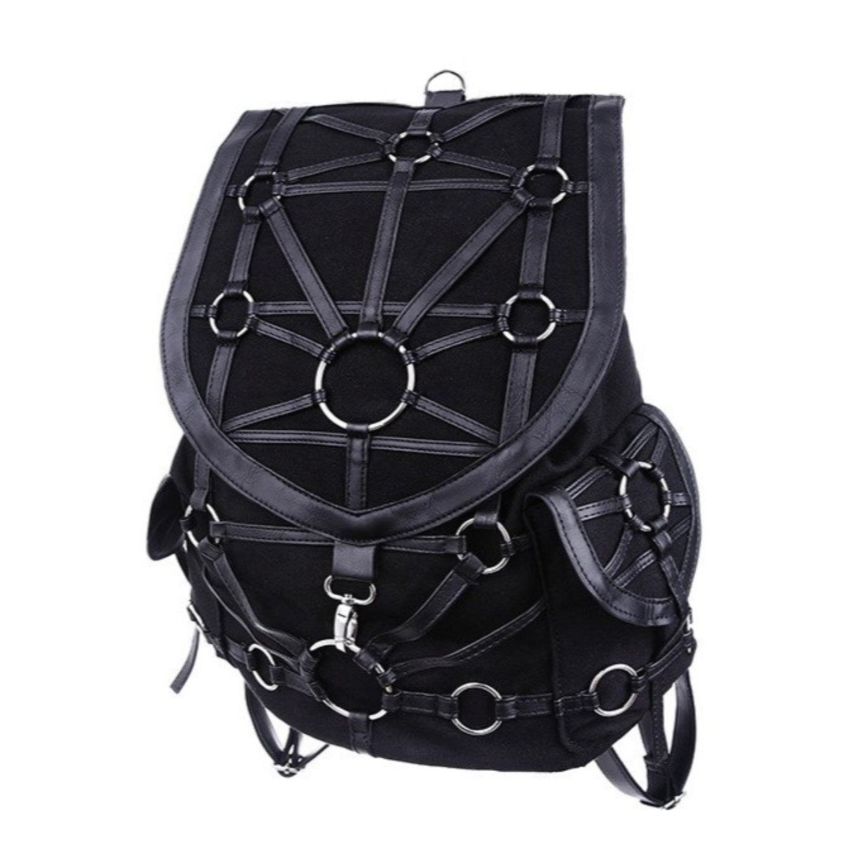 Restyle Denim Harness Strap O-Ring Occult Gothic Backpack