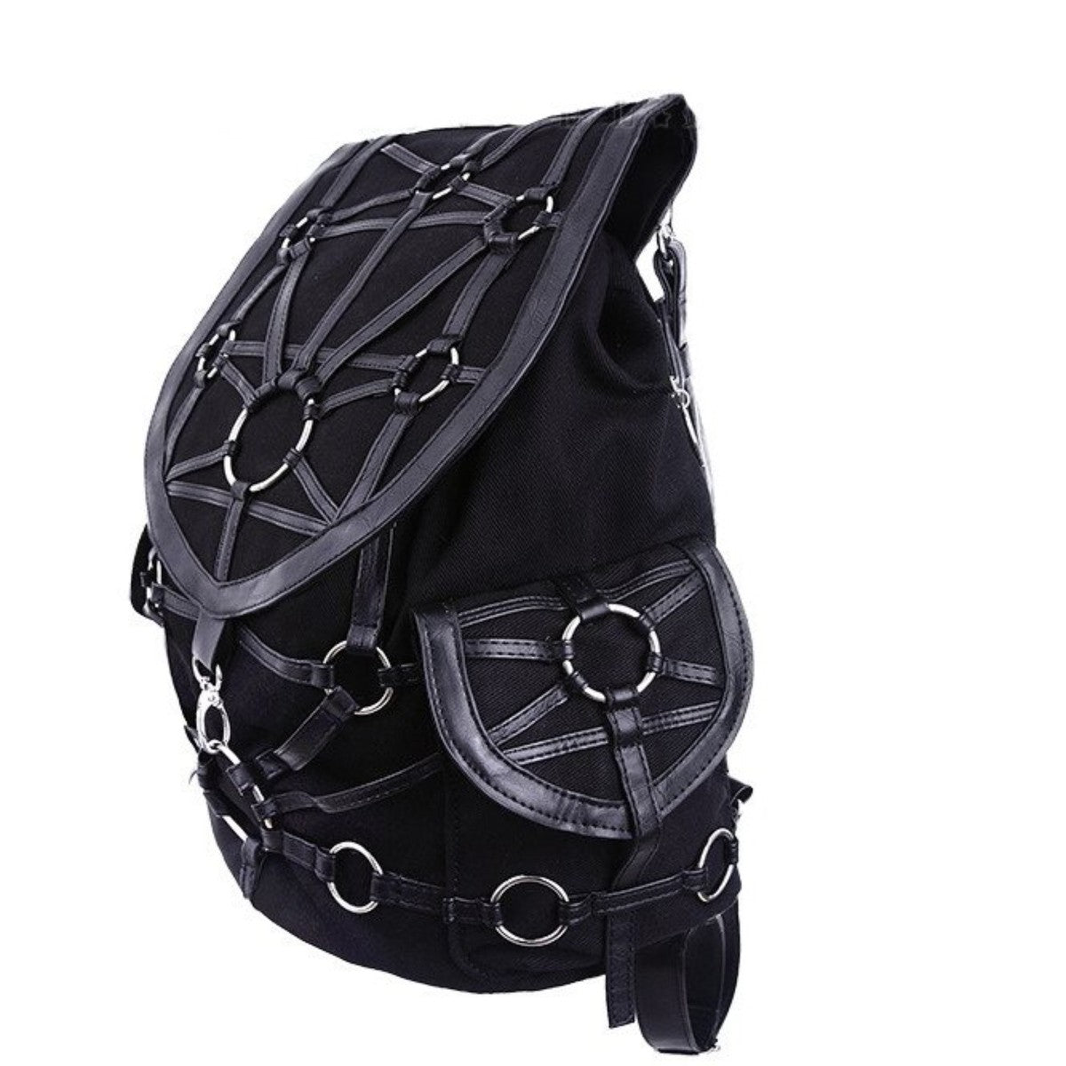 Restyle Denim Harness Strap O-Ring Occult Gothic Backpack