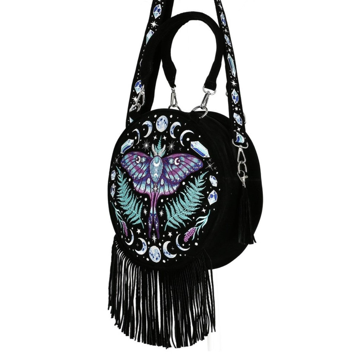 Restyle Enchanted Forest Magic Moth Embroidery Round Bag