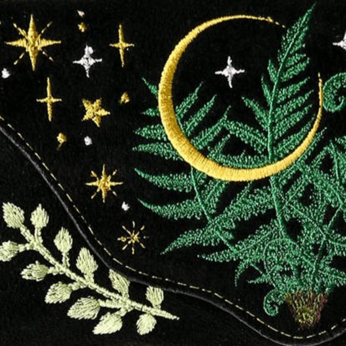 Restyle Herbal Wallet Fern Embroidery Moon Gothic Suedette
