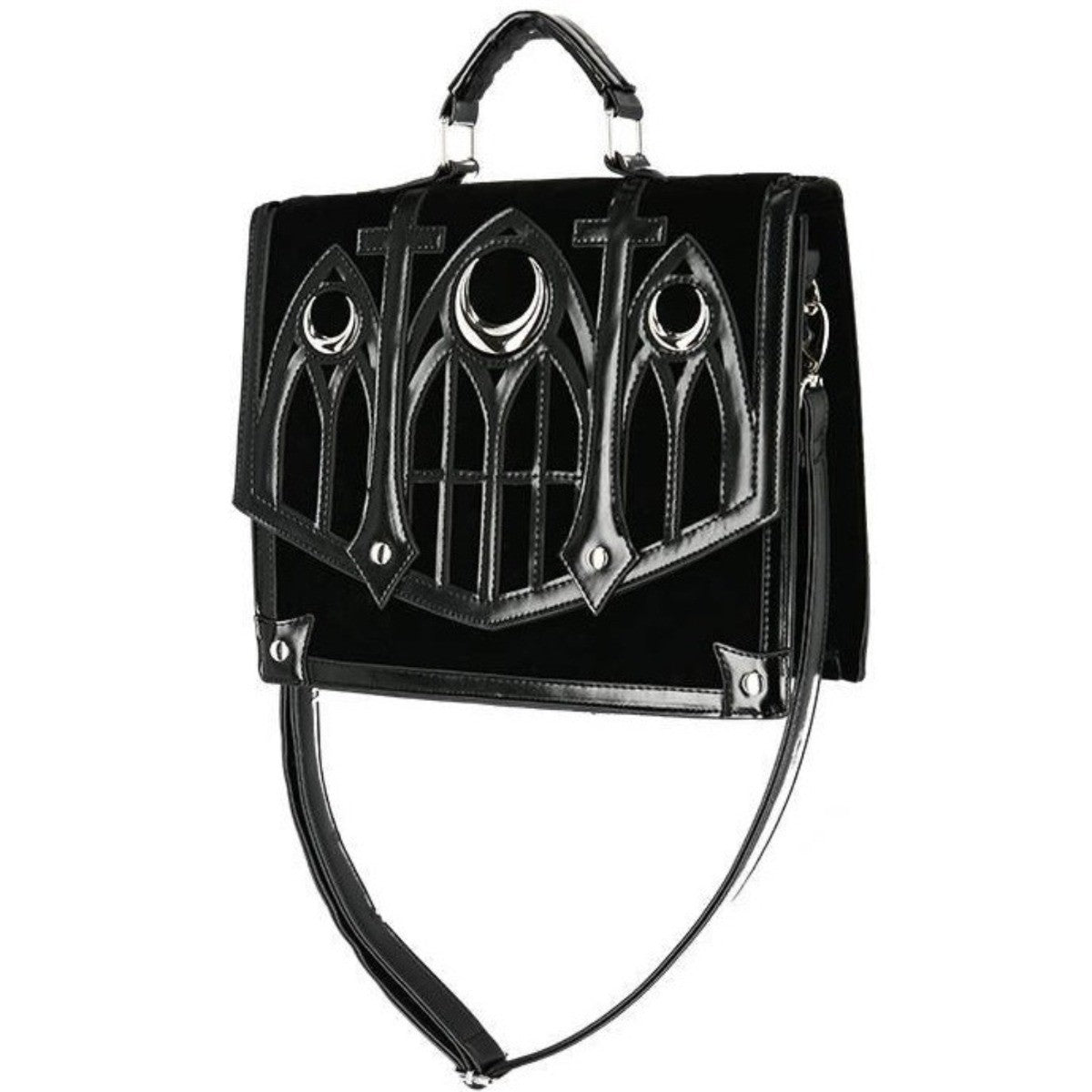 Restyle Cathedral Suitcase Satchel Velvet Crescent Moon Bag