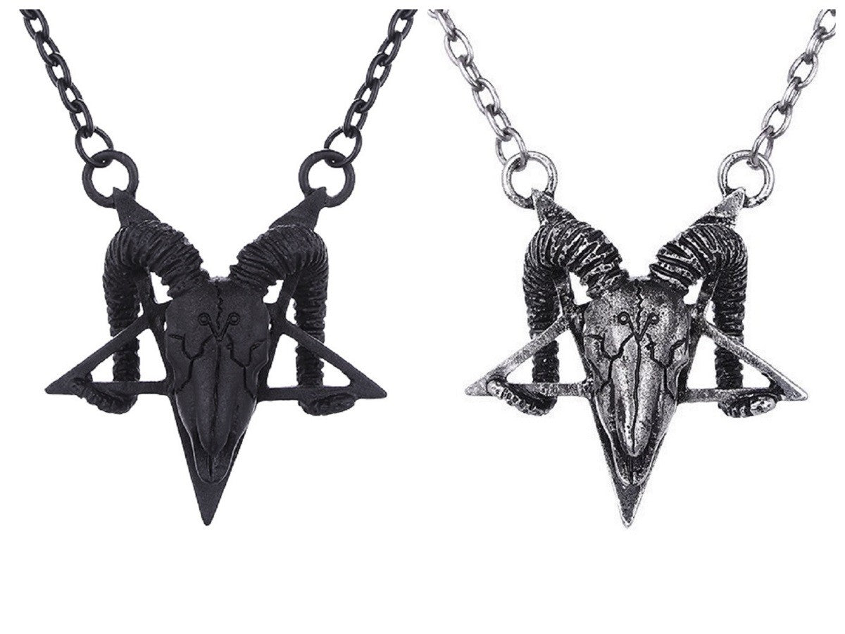 Restyle Black Ram Skull Punk Pendant Necklace