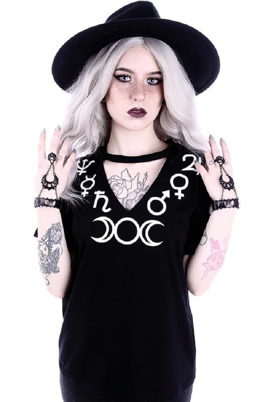 Restyle Occult Symbols Wicca Choker T-shirt