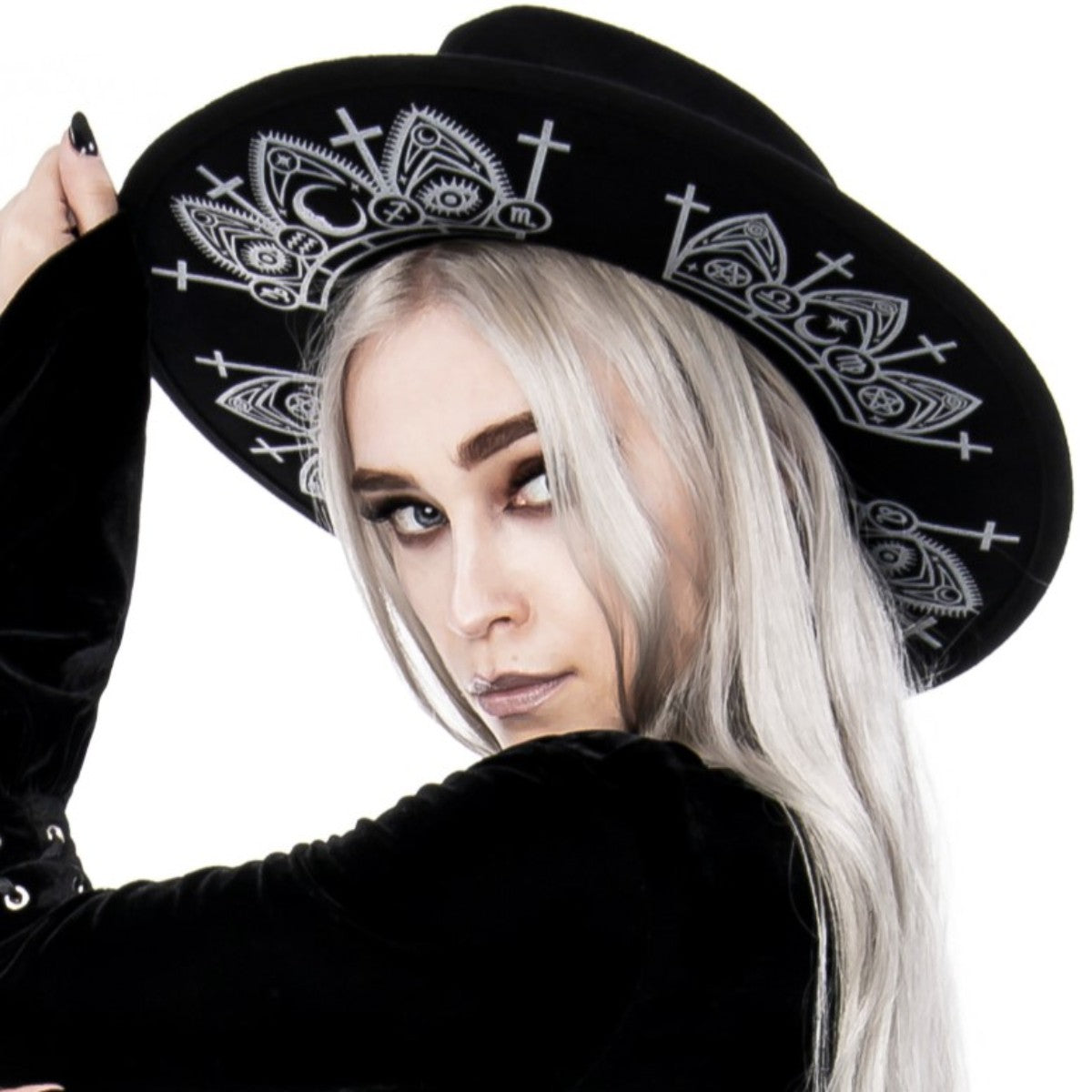 Restyle Gothic Wide Stiff Brim Fortune Teller Hat Headdress