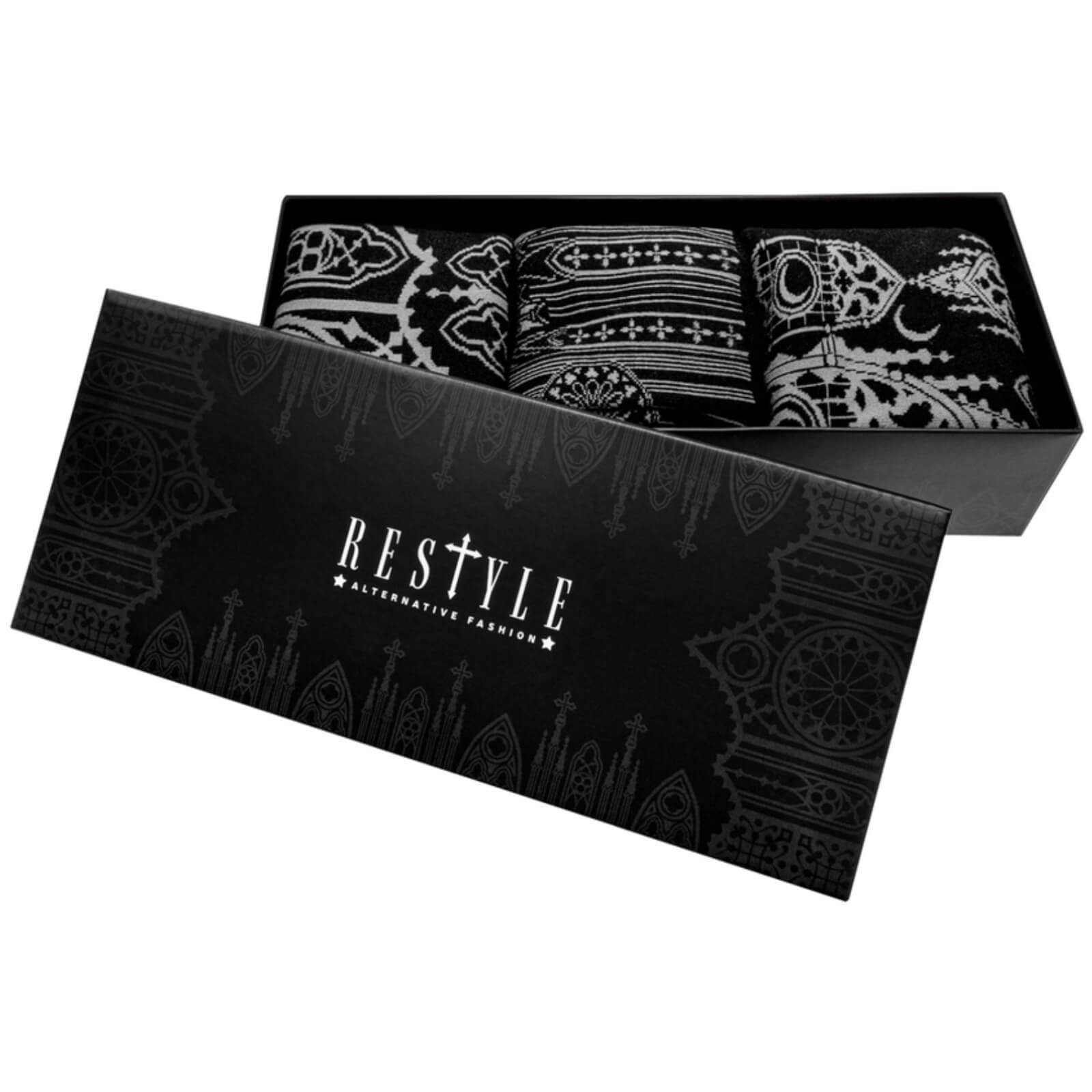 Restyle Cathedral Moon Jacquard Unisex Socks Present Gift Box