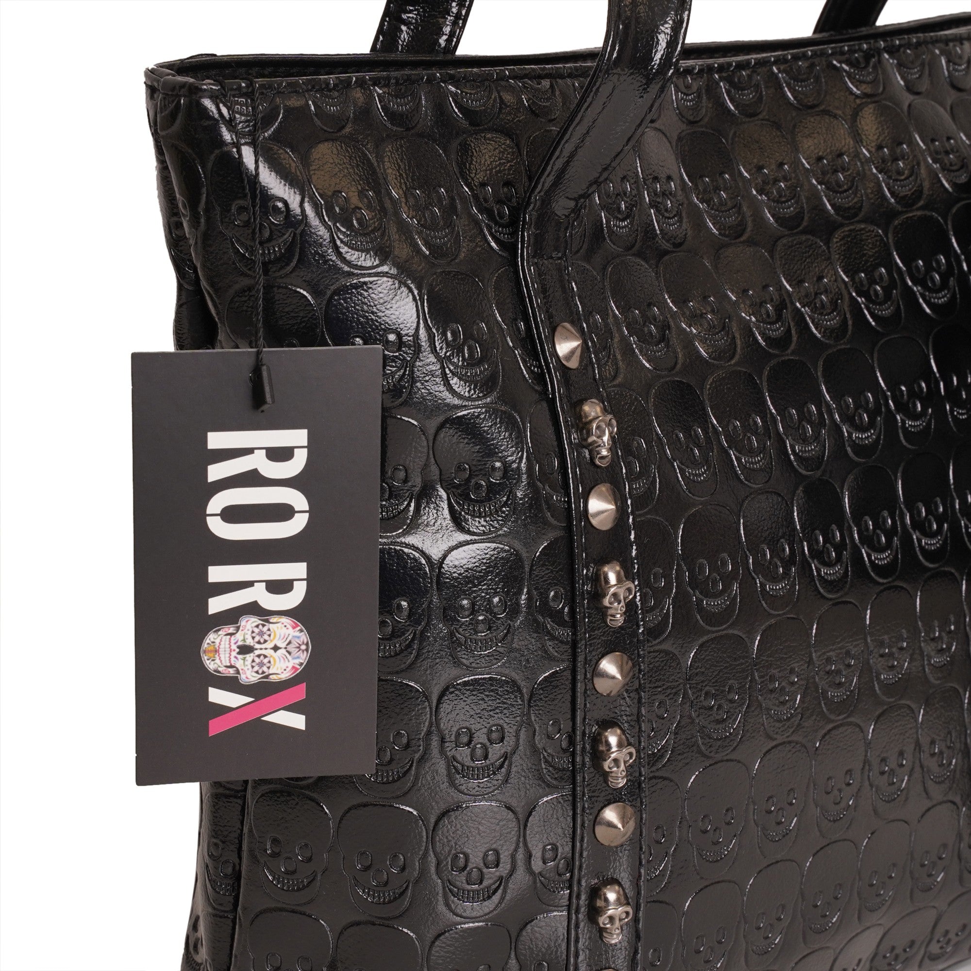 Ro Rox Allegra Skull Studded Faux Leather Shoulder bag