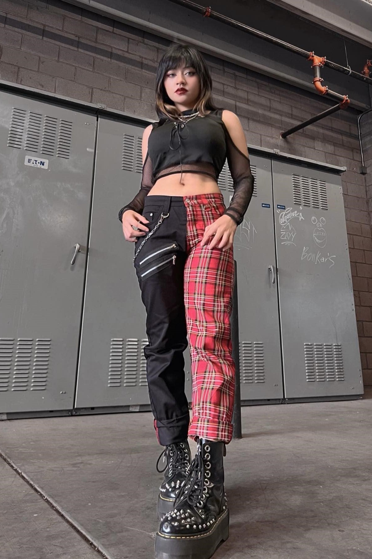 Ro Rox Boutique Ari Tartan Punk Gothic Tapered Trousers