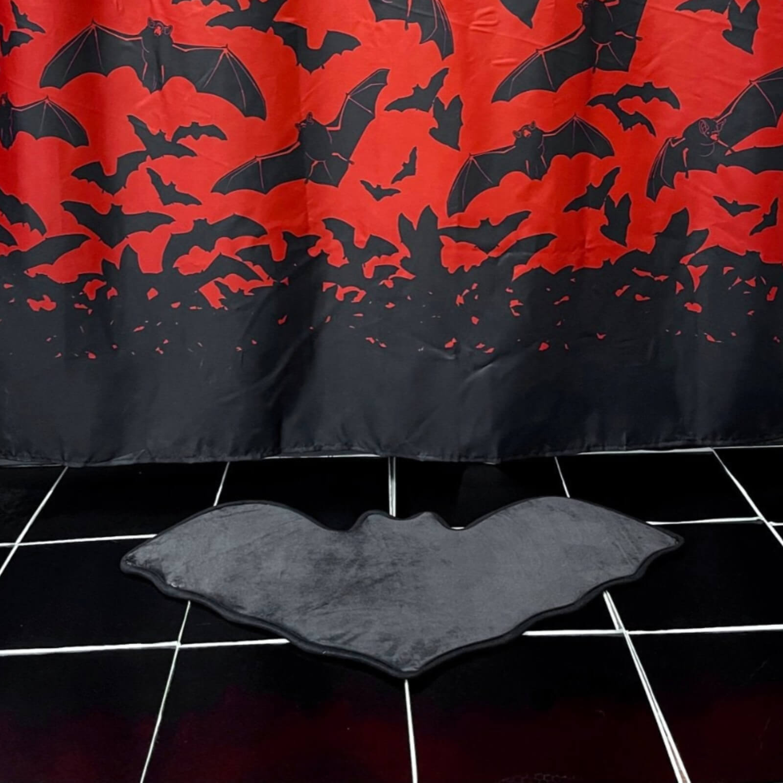 Sourpuss Bat Shaped Bath Mat Plush Soft Gothic Luxe Rug