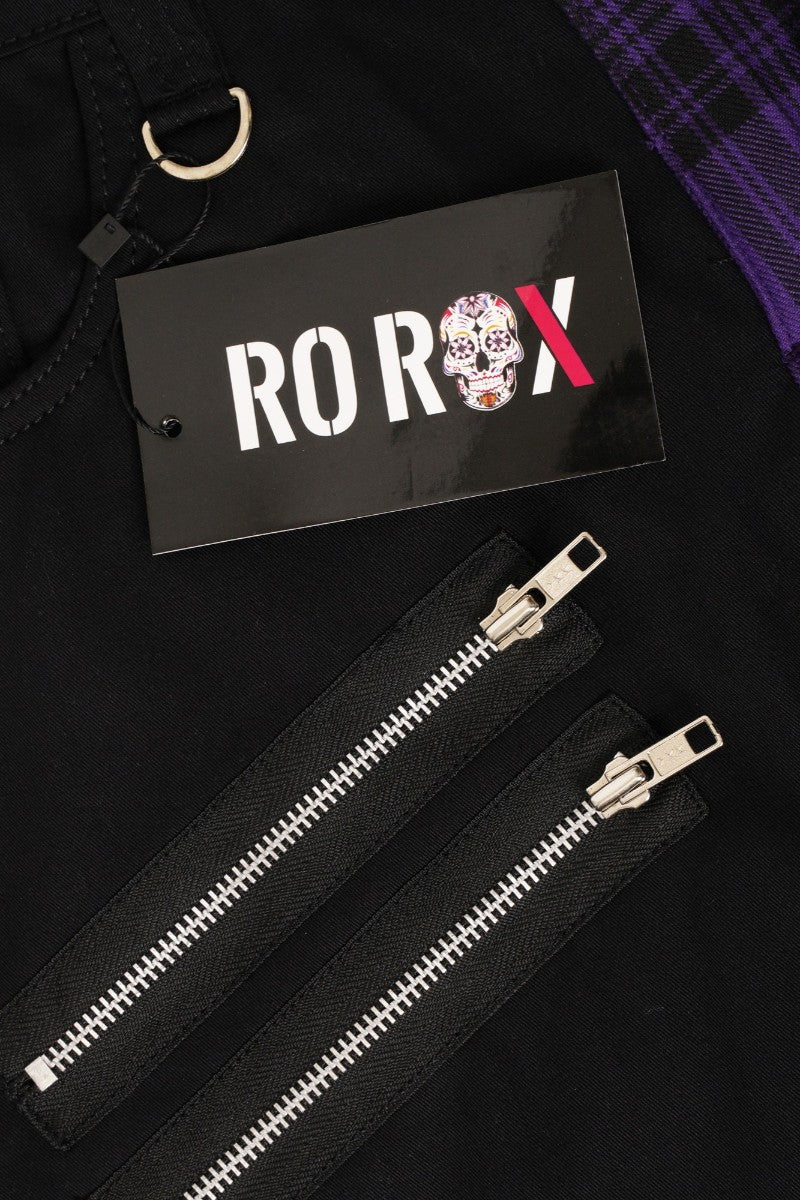 Ro Rox Ari Check Tartan Punk Gothic Tapered Trousers, Purple