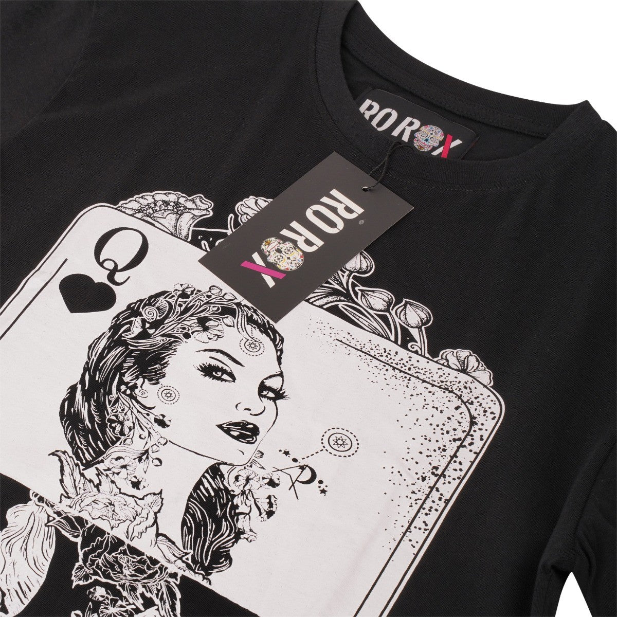 Ro Rox Queen of Hearts Playing Card Goth Oversized T-shirt