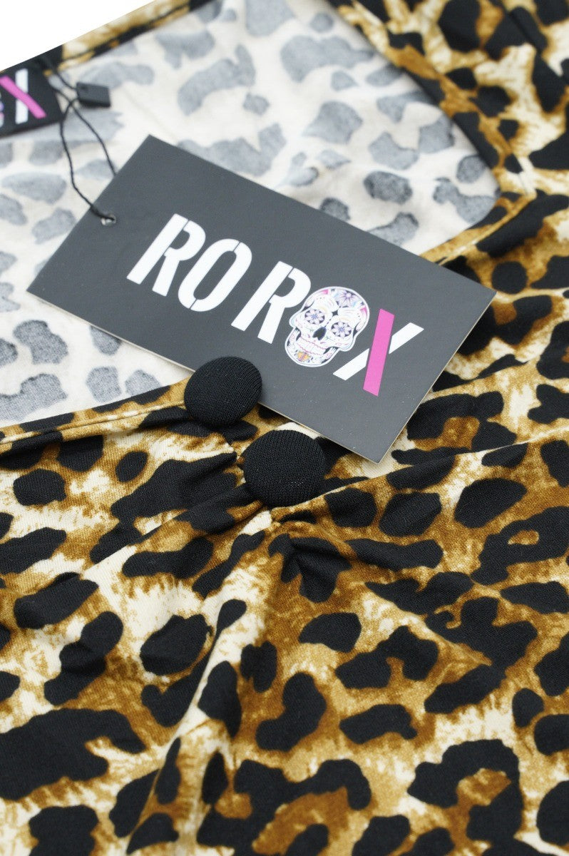 Ro Rox Doris 1950s Pinup Retro Leopard Print Sweetheart Top