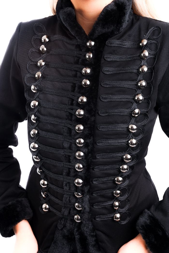 Ro Rox Women's Gothic Faux Fur Military Jacket
