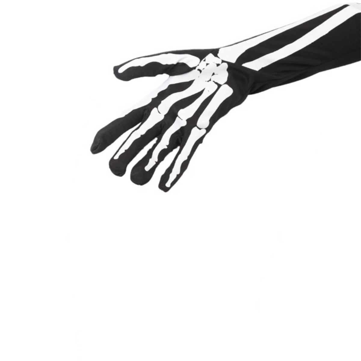 Ro Rox Long Skeleton Full Finger Black and White Gloves