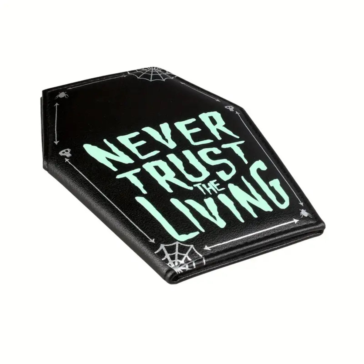 Never Trust The Living Glow in the Dark Coffin Wallet