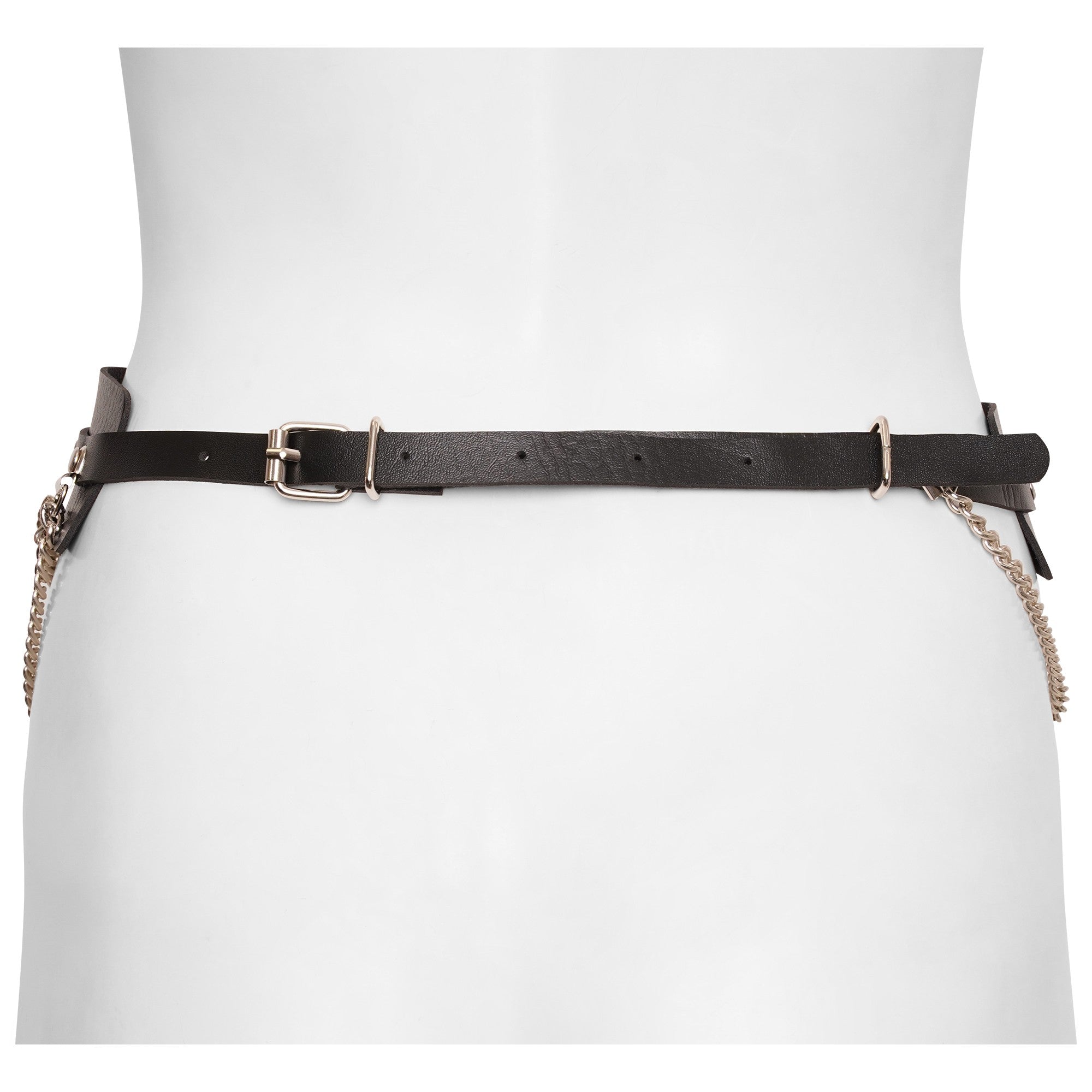 Ro Rox Parker Diamante O-Ring Chain Faux Leather Belt