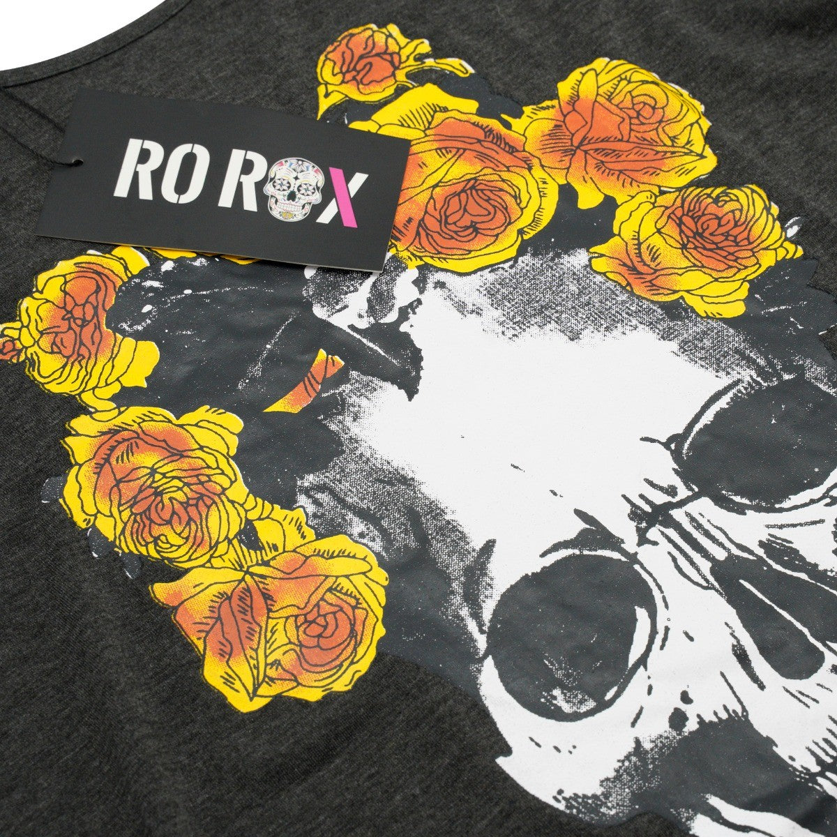 Ro Rox Piper Skull & Yellow Roses Cold Shoulder Top