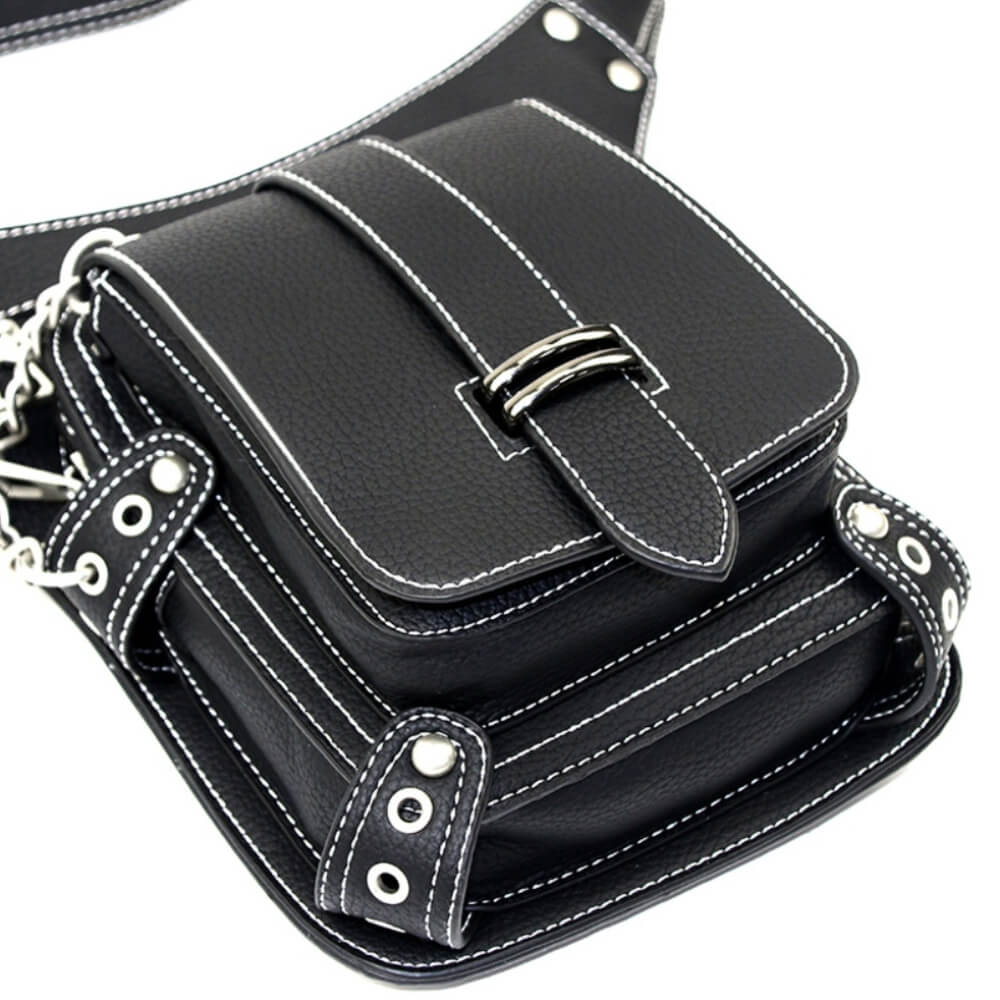 Ro Rox Quinn Faux Leather White Stitching Holster Buckle Bag