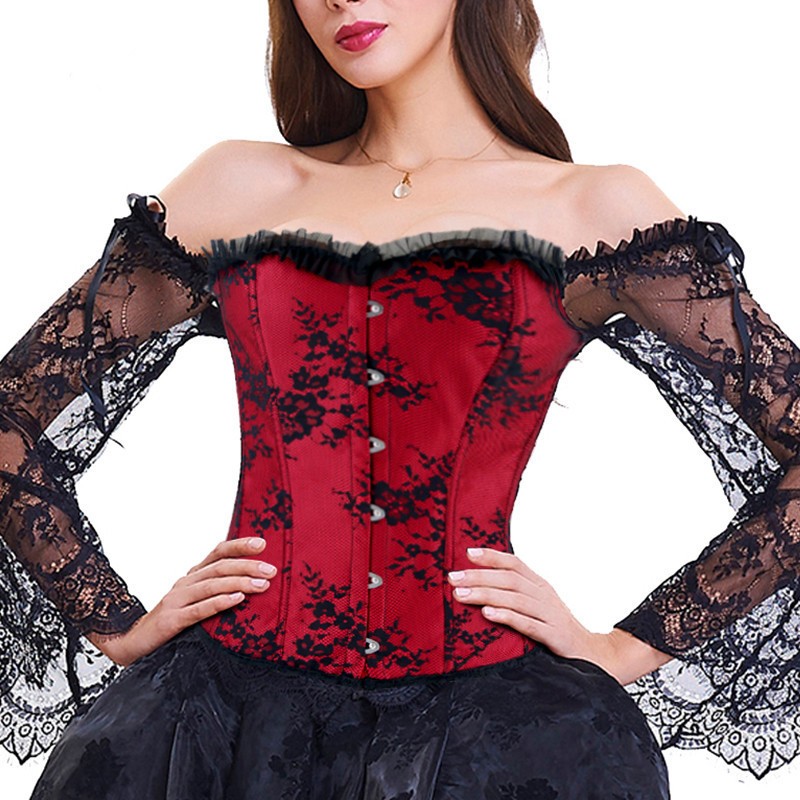 Ro Rox Roxanne Lace Gothic Long Sleeve Overbust Corset