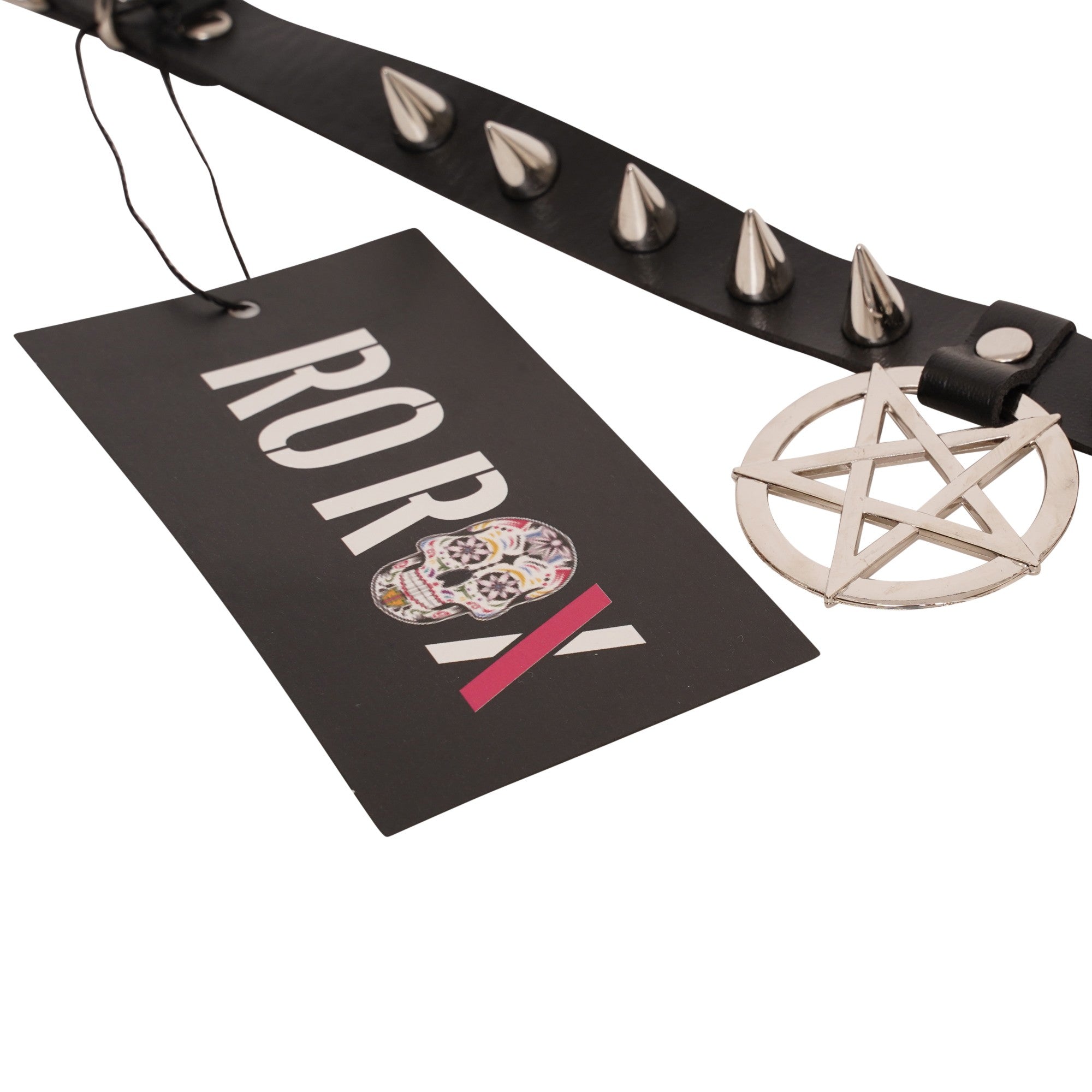 Ro Rox Sade Pentagram Studded Choker Gothic Faux Leather O Ro Rox Sade Pentagram Studded Choker Gothic Faux Leather O