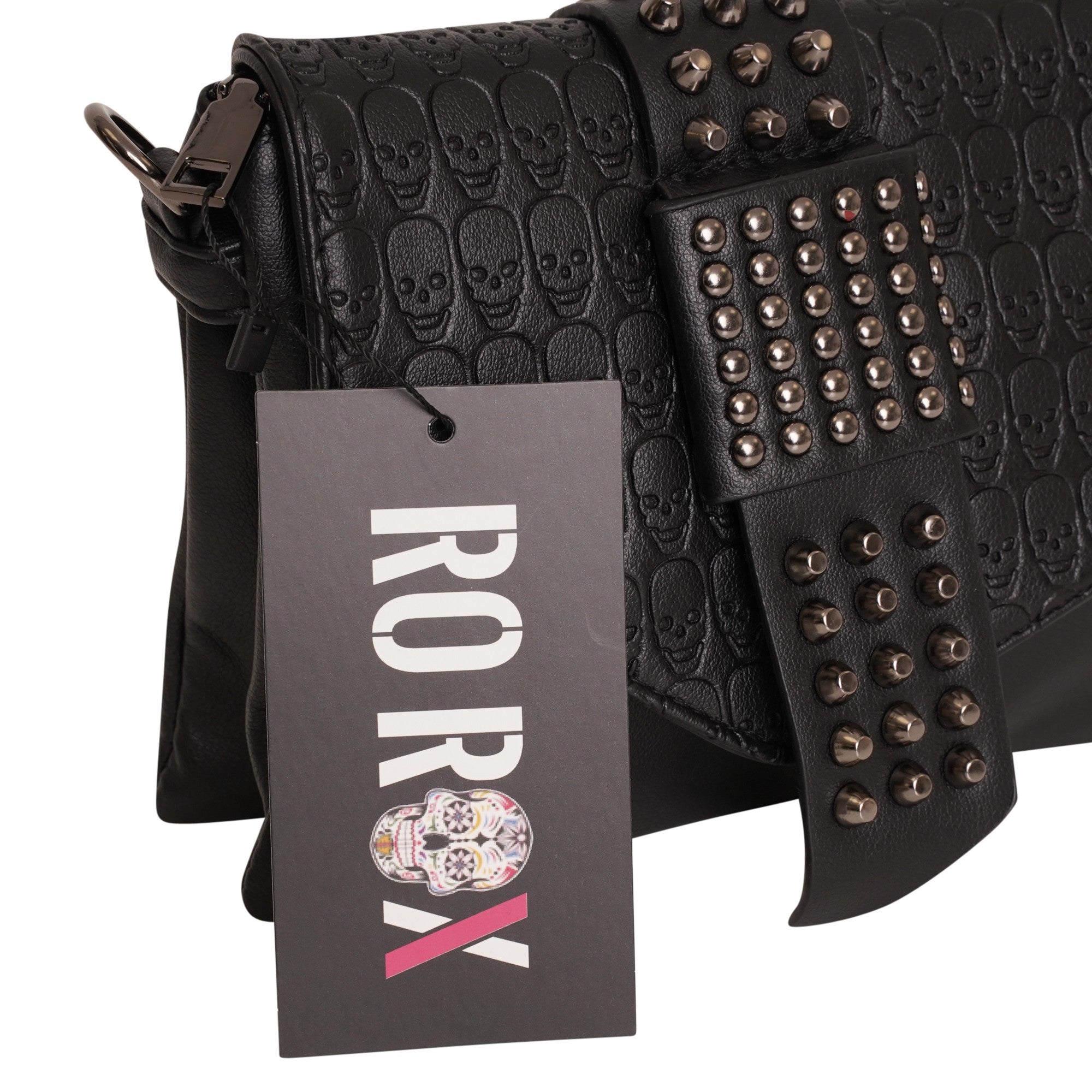 Ro Rox Sia Studded Skull PU Crossbody Gothic Bag