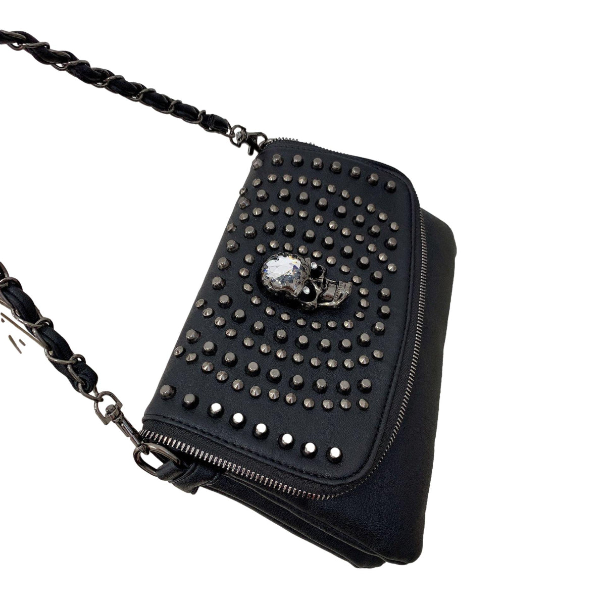 Ro Rox Skull Studded Small Crossbody Bag Chain Rivet Purse