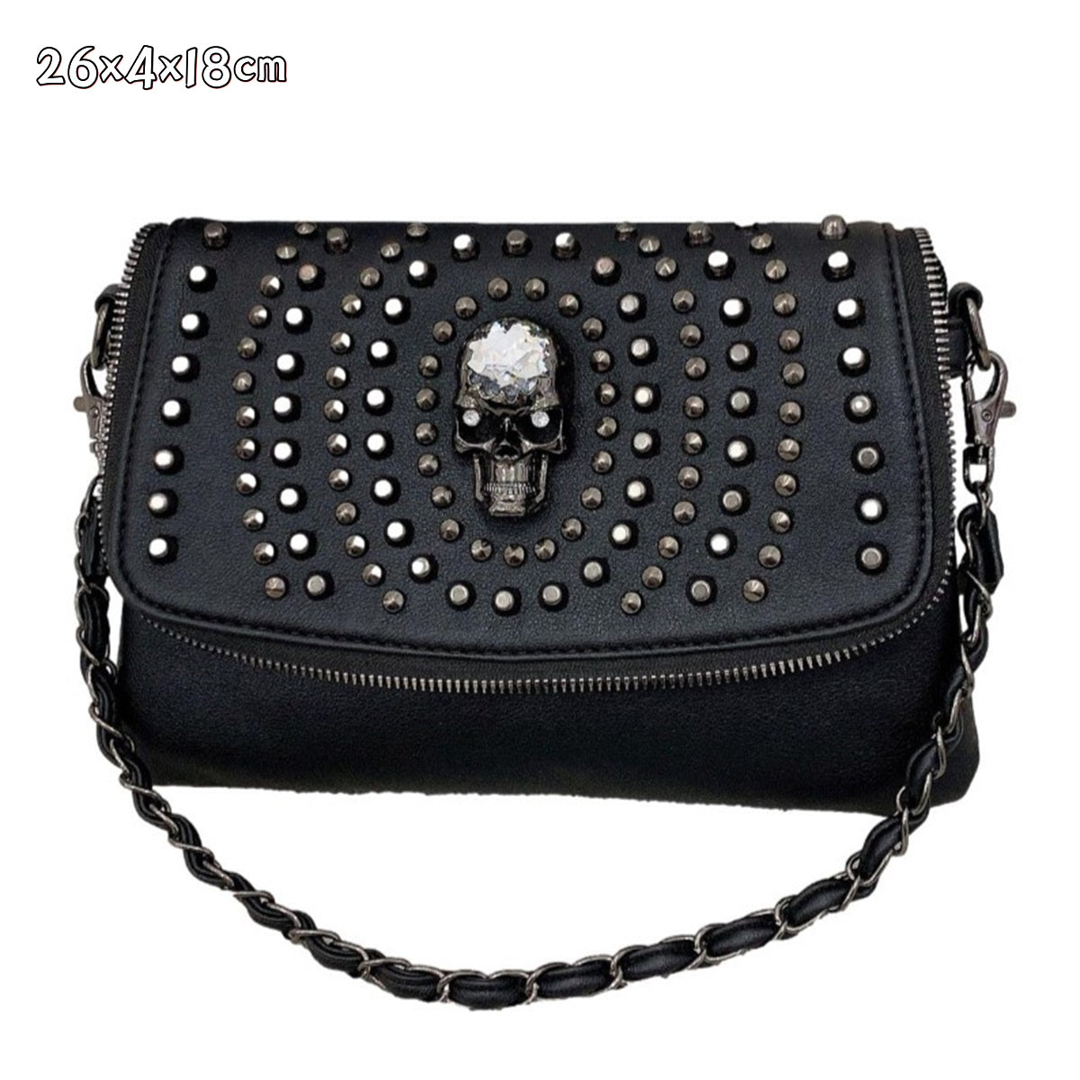 Ro Rox Skull Studded Small Crossbody Bag Chain Rivet Purse