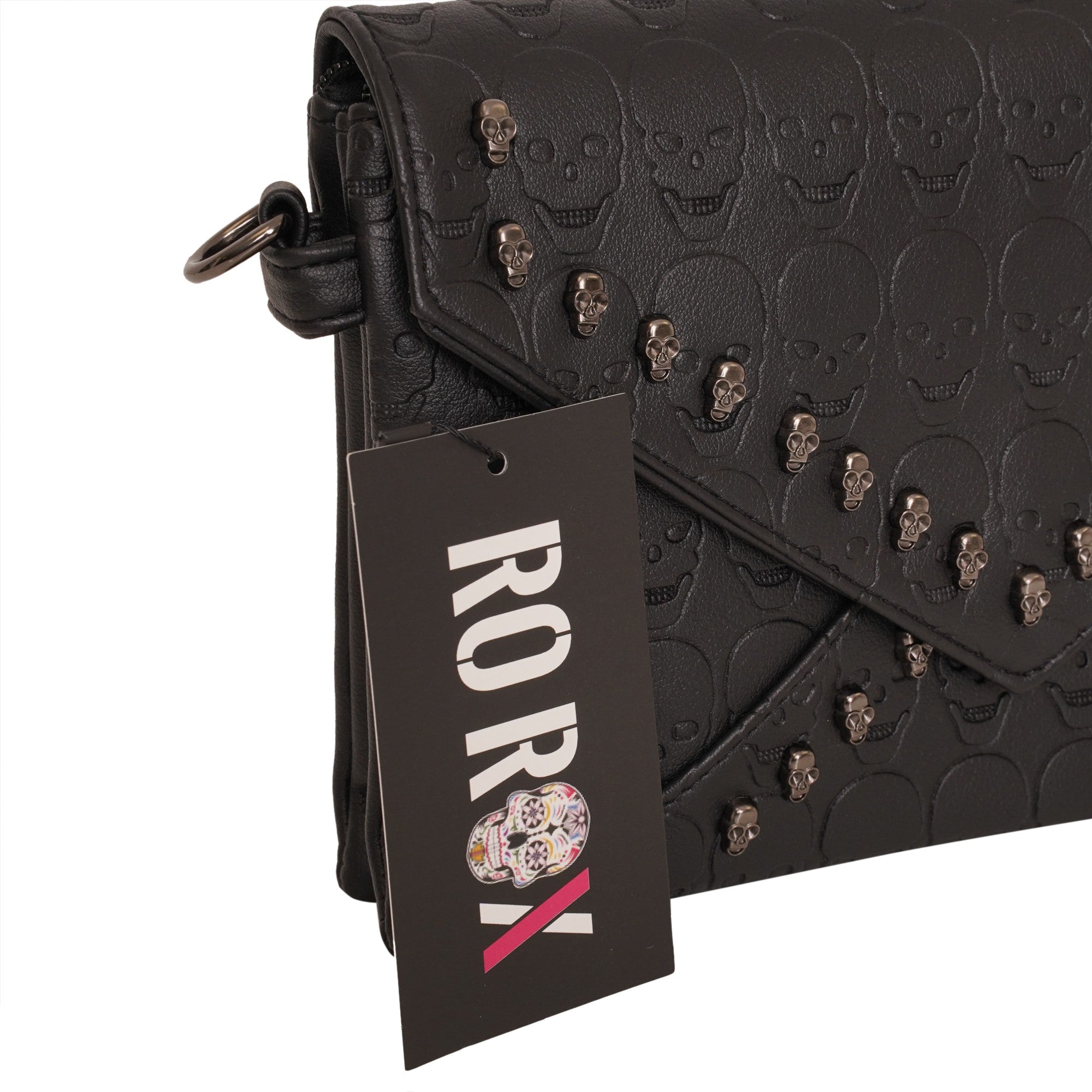 Ro Rox Sloane Studded Skull PU Crossbody Gothic Bag