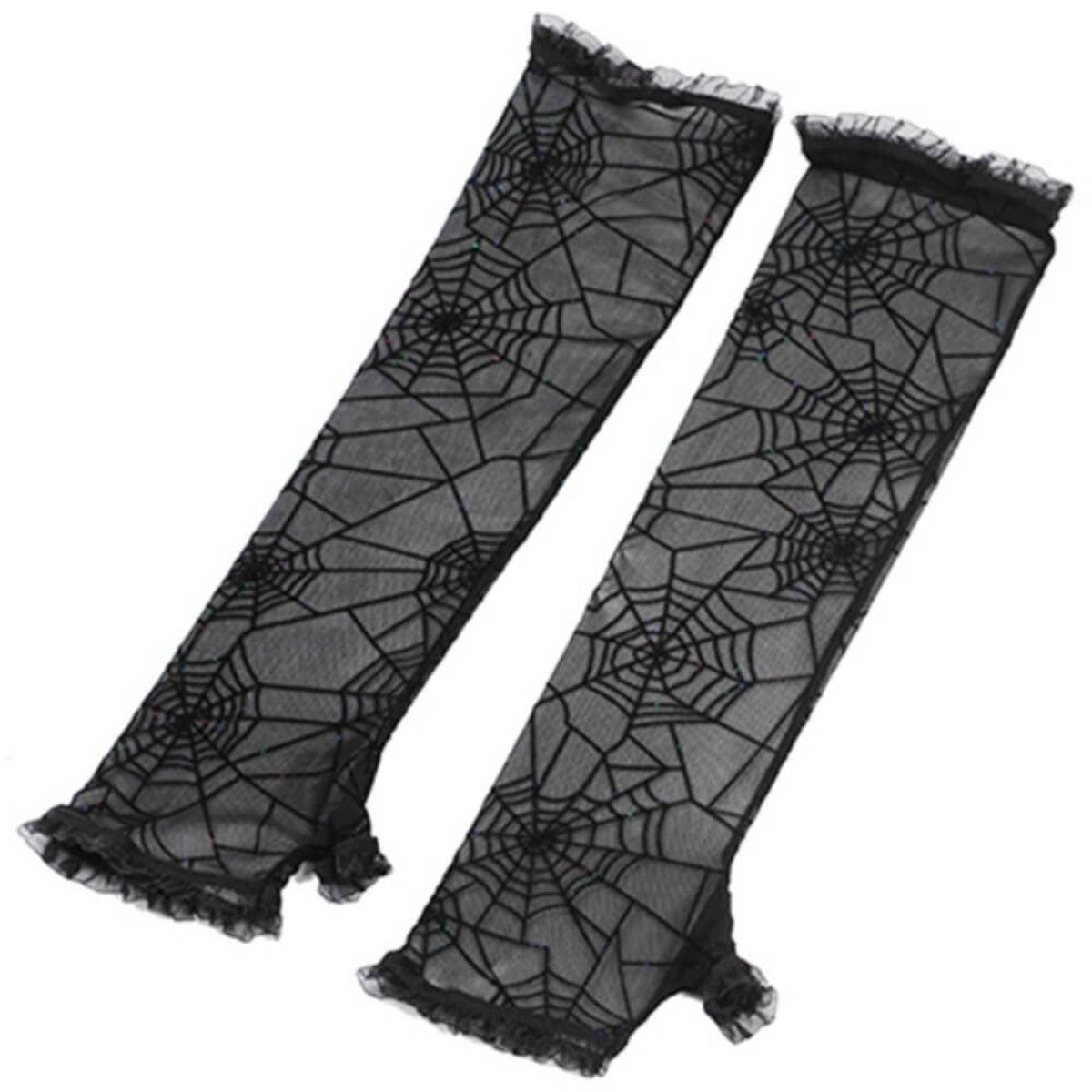 Ro Rox Cobweb Fingerless Gloves Cosplay Long Sleeve Gothic