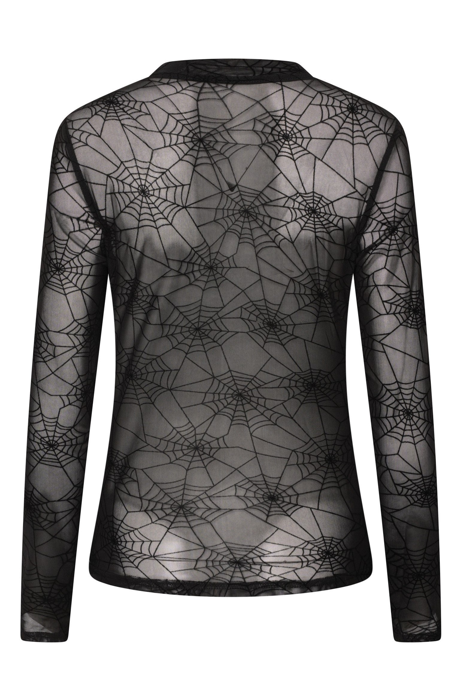 Ro Rox Sheer Spiderweb Knitted Velvet Flock Print Gothic Top