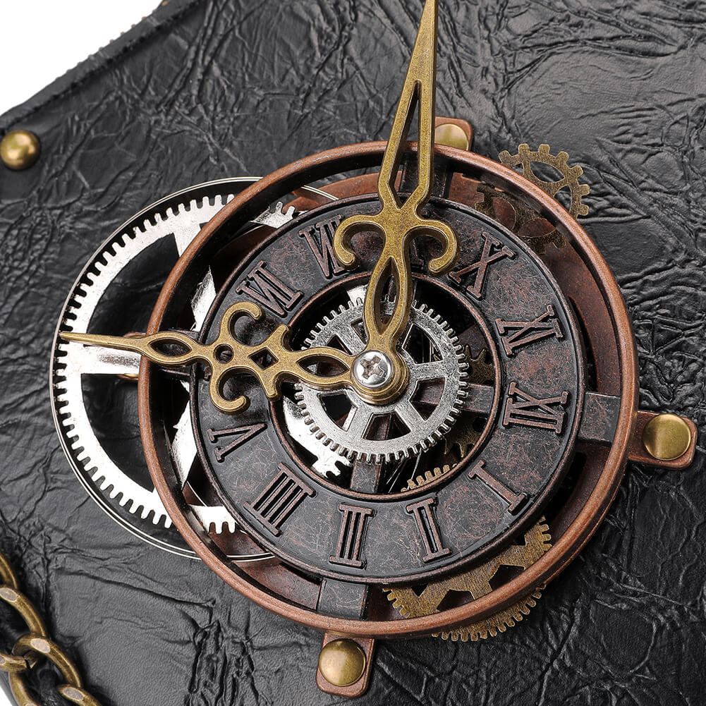 Ro Rox Cyrus Steampunk Clock Faux Leather Cross Body Bag