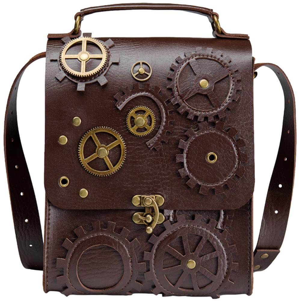 Ro Rox Phineas Steampunk Clock Faux Leather Satchel Bag